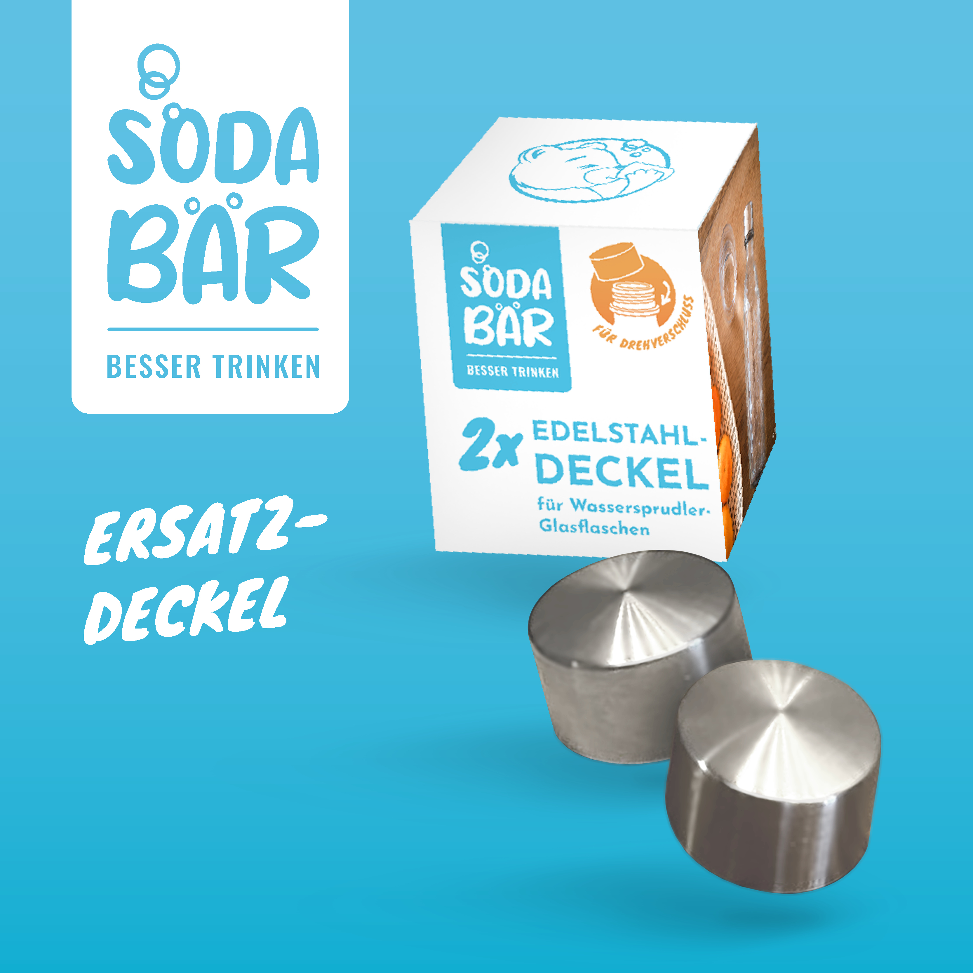 Couvercle de rechange pour bouteille en verre - lot de deux